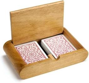 img 3 attached to 2 Deck Wooden Card Box for Poker and Bridge Size Cards by Brybelly