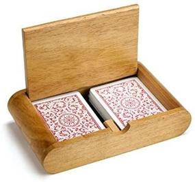 img 4 attached to 2 Deck Wooden Card Box for Poker and Bridge Size Cards by Brybelly