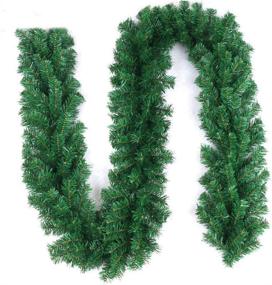 img 4 attached to Pataku 9 FT Artificial Christmas Garland Greenery for Indoor & Outdoor Decor - Premium Fireplace, Mantel, Front Door, Stairs, Railings Decorations (1 Pack)