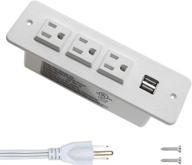 💡 white recessed power strip with usb, mountable power outlet - built-in desktop workbench drawer cabinet, 10ft heavy duty cord логотип