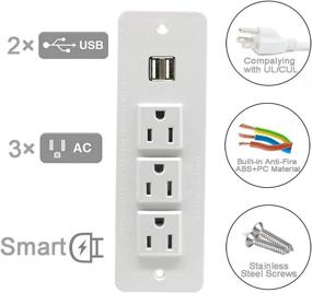 img 2 attached to 💡 White Recessed Power Strip with USB, Mountable Power Outlet - Built-in Desktop Workbench Drawer Cabinet, 10ft Heavy Duty Cord