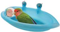 wontee bird bath box: portable parrot hanging bathroom bathing tub with mirror - perfect for small birds - cleaning supplies included logo