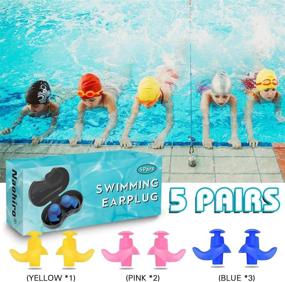 img 3 attached to Naohiro Swimming Earplugs: 5-Pairs Pack Waterproof Reusable Silicone Ear Plugs for Water Activities – Ideal for Swimming, Showering, Surfing, and Snorkeling – Suitable for Kids and Adults (Kid)