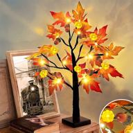 🍁 22" turnmeon prelit tabletop fall maple tree with timer - 24 led pumpkin lights, 6 acorn battery operated artificial maple leaves tree decoration - autumn thanksgiving decoration for indoor home decor logo