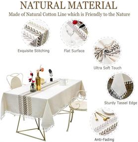 img 1 attached to 🌾 Stitched Farmhouse Tablecloth by TEWENE - Elegant Tablecloths for Rustic Décor