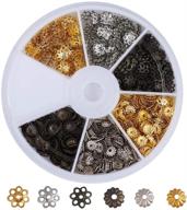 pandahall 1box/1200pcs iron filigree flower bead caps: 3 colors, 2 styles, 5-6mm diameter - perfect for jewelry making logo