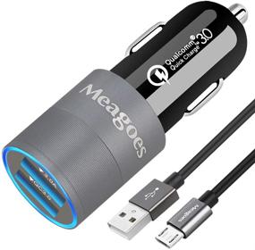 img 4 attached to Meagoes Fast Micro USB Car Charger for Samsung Galaxy S7 Edge/S7/S7 Active/S6/S5, J7/J3, Note 5/4, Moto E6/5/4, LG K20 Android Phone - Quick Charge 3.0 Dual Port Adapter with Charging Cable