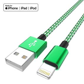 img 3 attached to 🔌IDiSON Длинный зарядный шнур 4Pack (10/6/6/3фт) кабель iPhone Lightning, сертифицированный Mfi с плетеной нейлоновой оплеткой для быстрой зарядки, совместимый с iPhone 11 Pro Max XS XR 8 Plus 7 Plus 6s 5s 5c Air iPad Mini iPod - Зелено-Белый