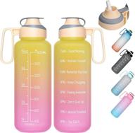 bowinr 64 oz motivational water bottle: sturdy handle, removable straw, time marker for sports and fitness logo