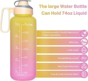 img 3 attached to BOWINR 64 Oz Motivational Water Bottle: Sturdy Handle, Removable Straw, Time Marker for Sports and Fitness