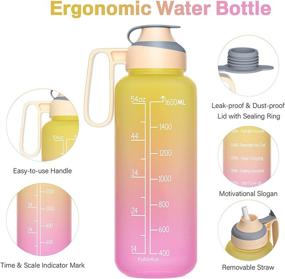 img 1 attached to BOWINR 64 Oz Motivational Water Bottle: Sturdy Handle, Removable Straw, Time Marker for Sports and Fitness