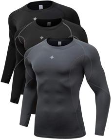 img 4 attached to Milin Naco Baselayer Compression Shirts Black3 M
