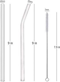 img 1 attached to ALINK Clear Glass Straws: 9-inch Reusable Smoothie Straws - Set of 4 with Cleaning Brush