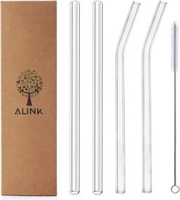 img 2 attached to ALINK Clear Glass Straws: 9-inch Reusable Smoothie Straws - Set of 4 with Cleaning Brush