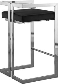 img 3 attached to 🪑 Ezra Collection Modern Upholstered Counter Height Stool with Steel Base - Durable, Black Velvet, 19&#34; W x 17.5&#34; D x 31&#34; H (909Black-C)