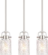 set of 3 alice house mini modern pendant lights for kitchen island - brushed nickel glass hanging lamp, contemporary farmhouse pendant lighting for dining room, restaurants, and shops (al9082-p1) логотип