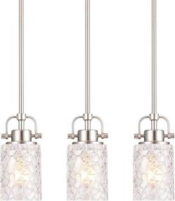 img 3 attached to Set of 3 ALICE HOUSE Mini Modern Pendant Lights for Kitchen Island - Brushed Nickel Glass Hanging Lamp, Contemporary Farmhouse Pendant Lighting for Dining Room, Restaurants, and Shops (AL9082-P1)