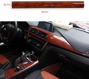 img 2 attached to 🚗 Yellowish-Brown High Gloss Wood Grain Vinyl Wrap Sticker Decal for Cars - Self Adhesive DIY Film, Waterproof Roll without Bubble [100x 40cm/39.4x15.7in]