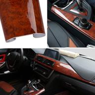 🚗 yellowish-brown high gloss wood grain vinyl wrap sticker decal for cars - self adhesive diy film, waterproof roll without bubble [100x 40cm/39.4x15.7in] logo
