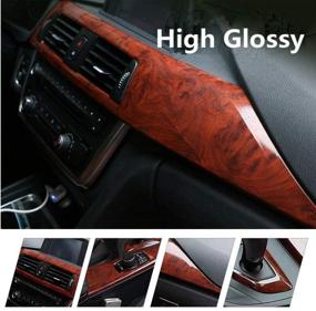 img 1 attached to 🚗 Yellowish-Brown High Gloss Wood Grain Vinyl Wrap Sticker Decal for Cars - Self Adhesive DIY Film, Waterproof Roll without Bubble [100x 40cm/39.4x15.7in]