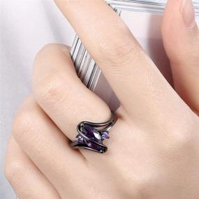 img 1 attached to Black Oval Shape Austrian Crystal Stone Promise Statement Ring with Gold Plating