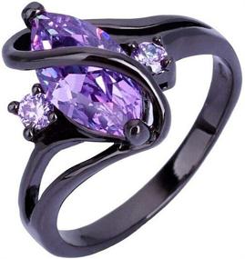 img 2 attached to Black Oval Shape Austrian Crystal Stone Promise Statement Ring with Gold Plating