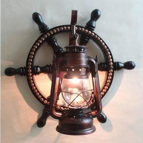 img 3 attached to KWOKING Nautical Industrial Art Deco Rustic Wood Farmhouse Wall Sconce with Clear Glass Shade