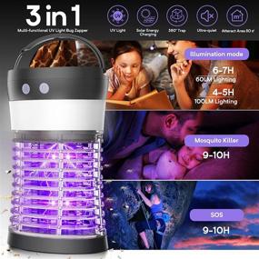 img 3 attached to 🦟 Bug Zapper: Powerful Electric Solar Mosquito Killer for Indoor & Outdoor Use - Waterproof, Rechargeable, 3000V High Powered Pest Control Insect Fly Trap - Ideal for Home, Kitchen, Patio, Backyard, Camping