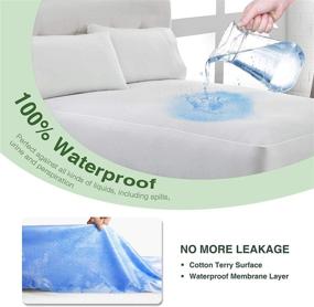 img 3 attached to Premium Waterproof Mattress Protector with 100% Cotton Terry Cover - Hypoallergenic, Breathable & Noiseless - Fitted 14"-18" Deep - Vinyl Free