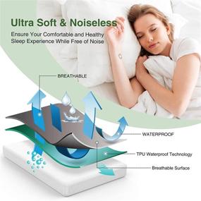 img 1 attached to Premium Waterproof Mattress Protector with 100% Cotton Terry Cover - Hypoallergenic, Breathable & Noiseless - Fitted 14"-18" Deep - Vinyl Free