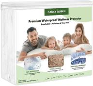 premium waterproof mattress protector with 100% cotton terry cover - hypoallergenic, breathable & noiseless - fitted 14"-18" deep - vinyl free logo