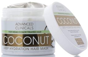 img 4 attached to 💆 Ultimate Hair Repair: Advanced Clinicals Coconut Oil Deep Hydration Hair Repair Mask - Strengthen Dry, Color-Treated, Weak Hair with Shea Butter & Kelp, 12 oz