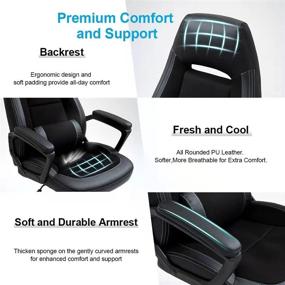 img 3 attached to 🪑 Black High Back Executive Office Chair with PU Leather, Lumbar Support, and Swivel - Ultimate Comfort and Style for Home Office