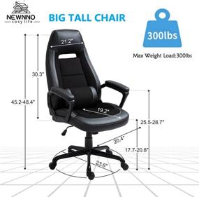 img 1 attached to 🪑 Black High Back Executive Office Chair with PU Leather, Lumbar Support, and Swivel - Ultimate Comfort and Style for Home Office