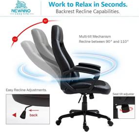 img 2 attached to 🪑 Black High Back Executive Office Chair with PU Leather, Lumbar Support, and Swivel - Ultimate Comfort and Style for Home Office