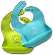 👶 stain-resistant silicone baby bibs - easy-clean, soft waterproof bibs for comfort, set of 2 vibrant colors logo
