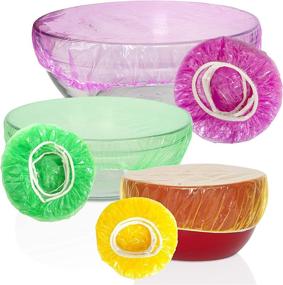 img 1 attached to 🍽️ 96 Colorful Elastic Food Storage Covers - Besti Set of Reusable Fitted Bowl Covers – Great Substitute for Foil and Plastic Wrap – Stretchy Translucent Plate Cover for Ultimate Convenience