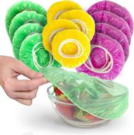 🍽️ 96 colorful elastic food storage covers - besti set of reusable fitted bowl covers – great substitute for foil and plastic wrap – stretchy translucent plate cover for ultimate convenience логотип