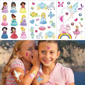 img 3 attached to 🦋 180pcs Glitter Temporary Tattoos for Kids - Flower Fairy, Princess, Butterfly, Animal Fake Tattoo Sticker for Girls - Ideal Birthday Party Favor, Gift Bag Filler, Rewards