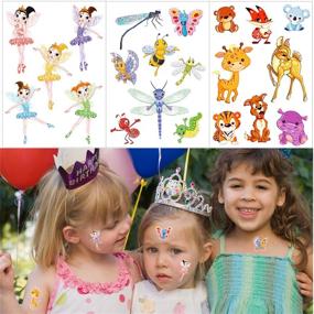 img 1 attached to 🦋 180pcs Glitter Temporary Tattoos for Kids - Flower Fairy, Princess, Butterfly, Animal Fake Tattoo Sticker for Girls - Ideal Birthday Party Favor, Gift Bag Filler, Rewards