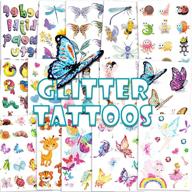 🦋 180pcs glitter temporary tattoos for kids - flower fairy, princess, butterfly, animal fake tattoo sticker for girls - ideal birthday party favor, gift bag filler, rewards logo