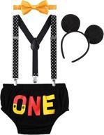 🎀 fymnsi birthday suspender bloomers headband: perfect for dress-up and pretend play logo