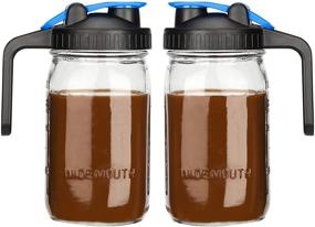 img 4 attached to 🍹 Bedoo 32 Ounce Mason Jar Pitcher with Wide Mouth and Airtight Lid - 1 Quart Pitcher for Iced Tea, Sun Tea, Juice, Coffee, Set of 2