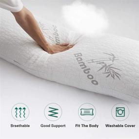 img 1 attached to DOWNCOOL Body Pillow for Adults - 100% Shredded Memory Foam Long Pillow with Washable Bamboo Cover - Hug Pillows for Sleeping - Premium Quality and Comfort