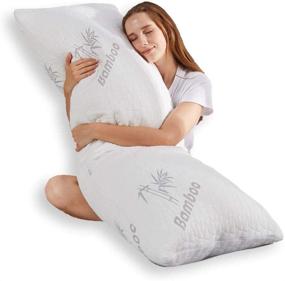 img 4 attached to DOWNCOOL Body Pillow for Adults - 100% Shredded Memory Foam Long Pillow with Washable Bamboo Cover - Hug Pillows for Sleeping - Premium Quality and Comfort