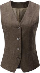 img 4 attached to 👚 Foucome Women's Regular Business Waistcoat - Coats, Jackets & Vests for Women