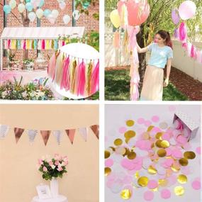 img 1 attached to 🎉 MerryNine Sparkly 40PCS Gold Pink Tassel Garland with 15PCS Paper Pennant Banner Triangle Flags Bunting and 10g Gold Paper Confetti Set