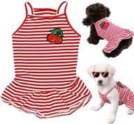 👗 chic and comfortable striped skirt pet dress: stylish dog shirt, soft puppy t-shirt, and princess dress in one - perfect for small medium dogs and cats logo