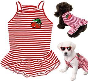 img 4 attached to 👗 Chic and Comfortable Striped Skirt Pet Dress: Stylish Dog Shirt, Soft Puppy T-Shirt, and Princess Dress in One - Perfect for Small Medium Dogs and Cats