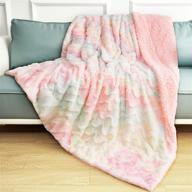 🌈 beraliy throw blankets: fuzzy, fluffy, & luxurious all-season blankets for couch, kids, and travel - 60 x 80 in pink-rainbow logo